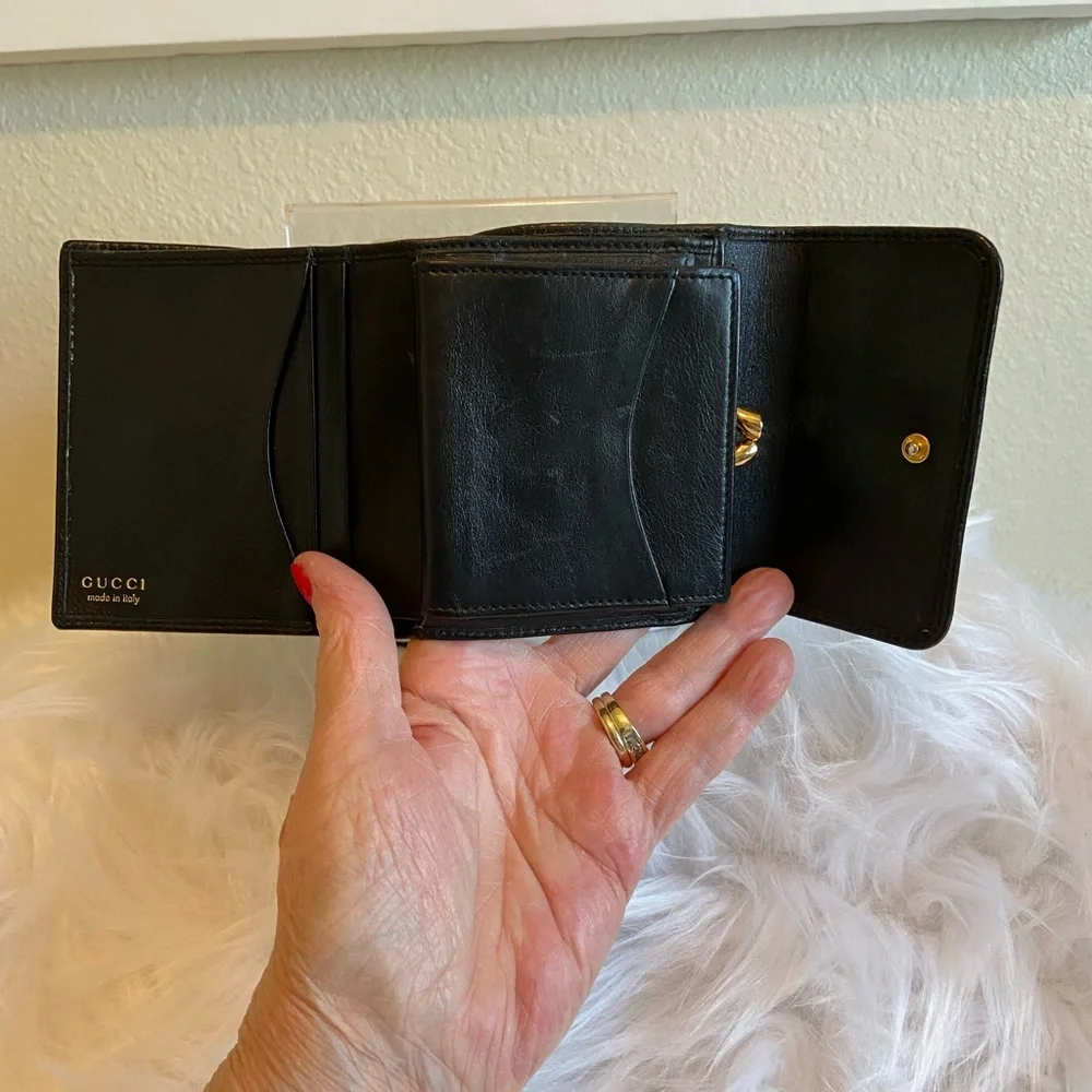 Gucci Black Leather Wallet w/Bamboo Accent - Picture 6 of 13